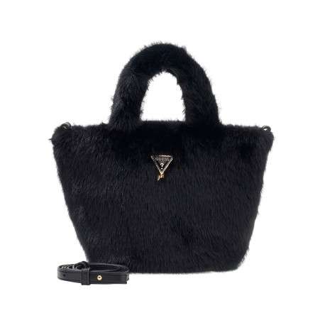 Sac shopping noir uni avec des anses et une bandoulière amovible réglable