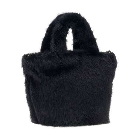 Sac shopping noir uni avec des anses et une bandoulière amovible réglable - Image 2