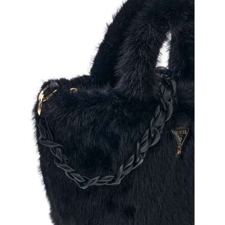Sac shopping noir uni avec des anses et une bandoulière amovible réglable - Image 3