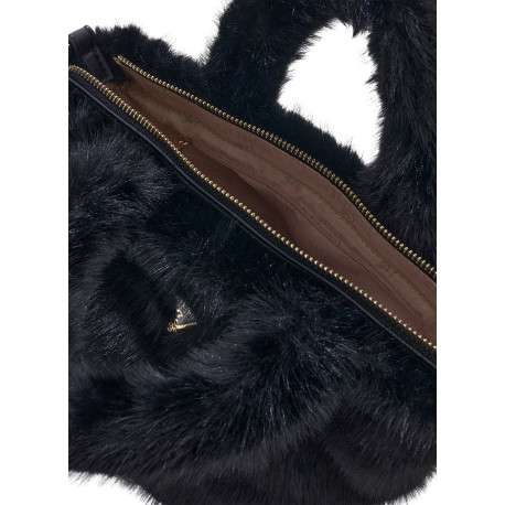 Sac shopping noir uni avec des anses et une bandoulière amovible réglable - Image 5