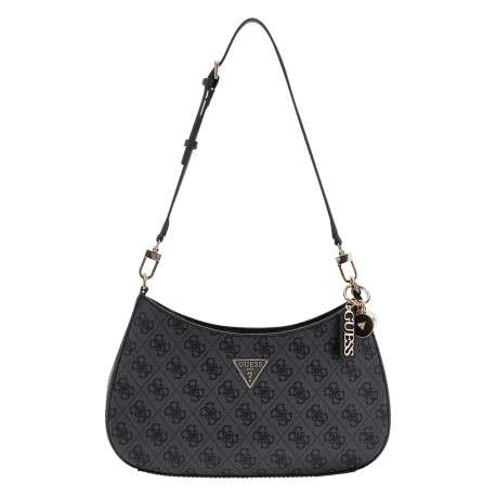 Sac à main porté épaule noir à imprimé monogramme avec une anse amovible