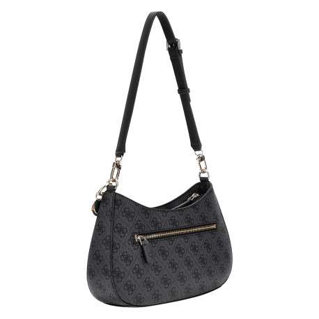 Sac à main porté épaule noir à imprimé monogramme avec une anse amovible - Image 2