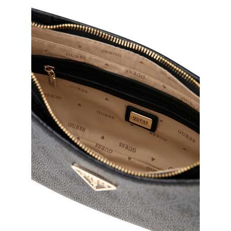 Sac à main porté épaule noir à imprimé monogramme avec une anse amovible - Image 3
