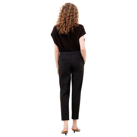 Pantalon marron uni avec une coupe cigarette muni d'un zip et d'un bouton - Image 2
