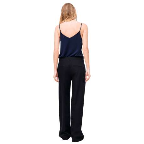 Pantalon noir uni avec une coupe droite muni d'un zip et d'une agrafe - Image 3