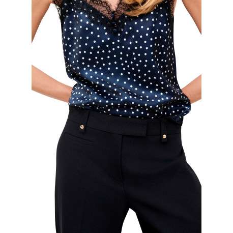 Pantalon noir uni avec une coupe droite muni d'un zip et d'une agrafe - Image 5