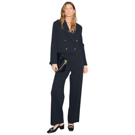 Pantalon noir uni avec une coupe droite muni d'un zip et d'une agrafe - Image 6