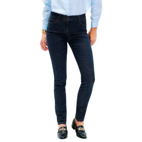 Jean en coton indigo avec une coupe slim muni d'un zip et d'un bouton - Image 2