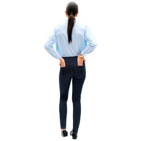 Jean en coton indigo avec une coupe slim muni d'un zip et d'un bouton - Image 3