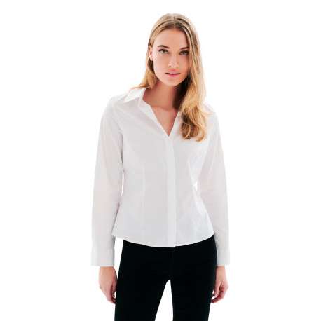 Chemisier en coton biologique blanc uni avec une coupe ajustée - Image 2