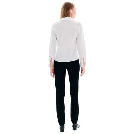 Chemisier en coton biologique blanc uni avec une coupe ajustée - Image 3