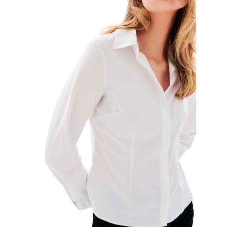 Chemisier en coton biologique blanc uni avec une coupe ajustée - Image 6