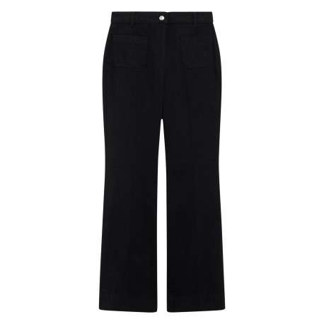 Pantalon en coton biologique noir uni avec une coupe bootcut