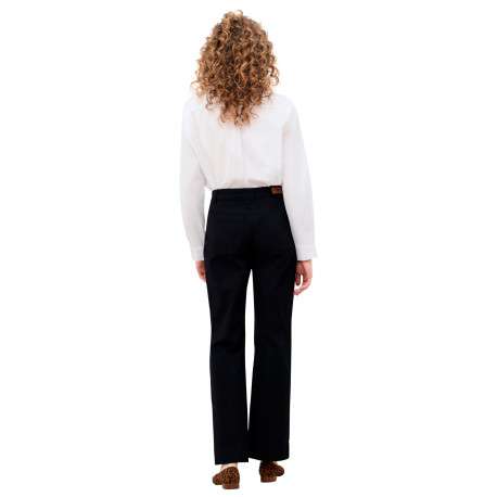 Pantalon en coton biologique noir uni avec une coupe bootcut - Image 3