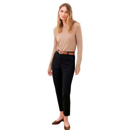 Pantalon noir uni avec une coupe cigarette muni d'un zip et d'un bouton - Image 5