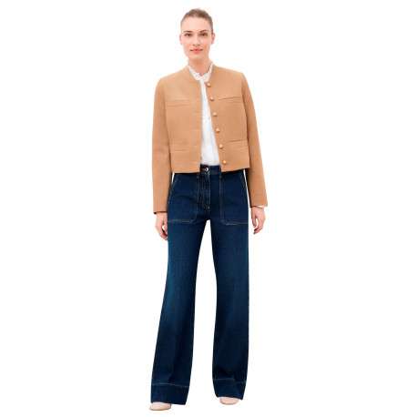 Veste sable unie avec une coupe droite et des manches longues - Image 2