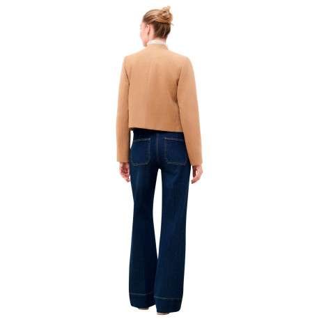 Veste sable unie avec une coupe droite et des manches longues - Image 3