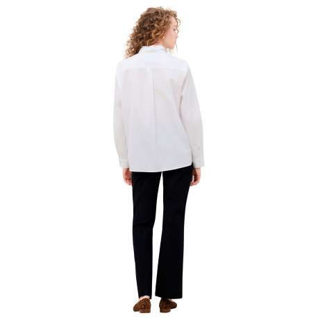 Chemisier en coton blanc uni avec une coupe droite et un col à revers - Image 3