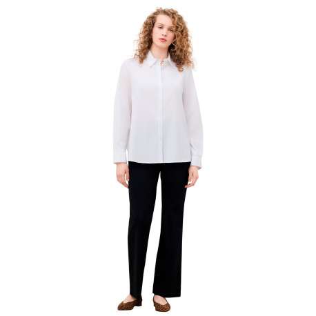 Chemisier en coton blanc uni avec une coupe droite et un col à revers - Image 4