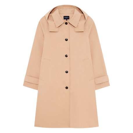 Trench sable uni avec une coupe droite et des manches longues