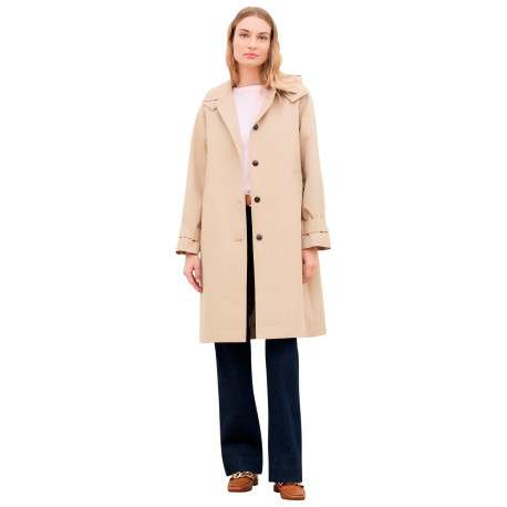 Trench sable uni avec une coupe droite et des manches longues - Image 2