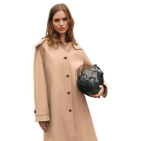 Trench sable uni avec une coupe droite et des manches longues - Image 4