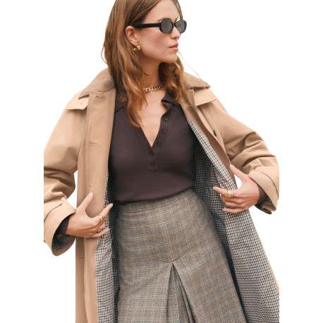 Trench sable uni avec une coupe droite et des manches longues - Image 5