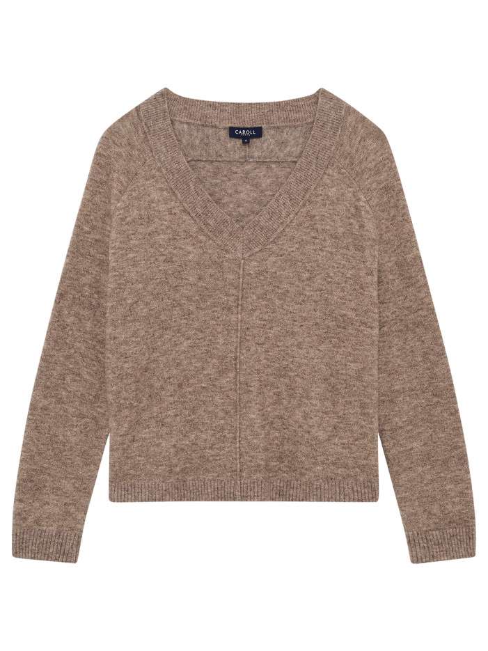 Pull taupe uni avec une...