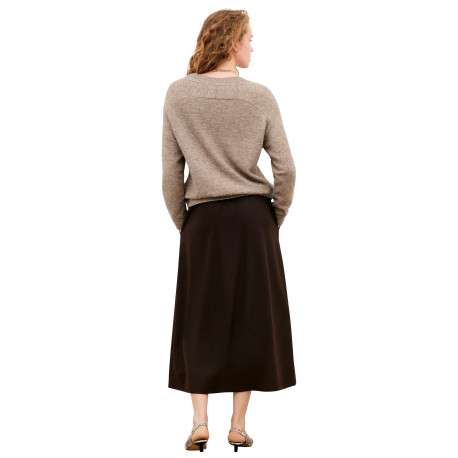 Pull taupe uni avec une coupe droite et des manches longues - Image 3