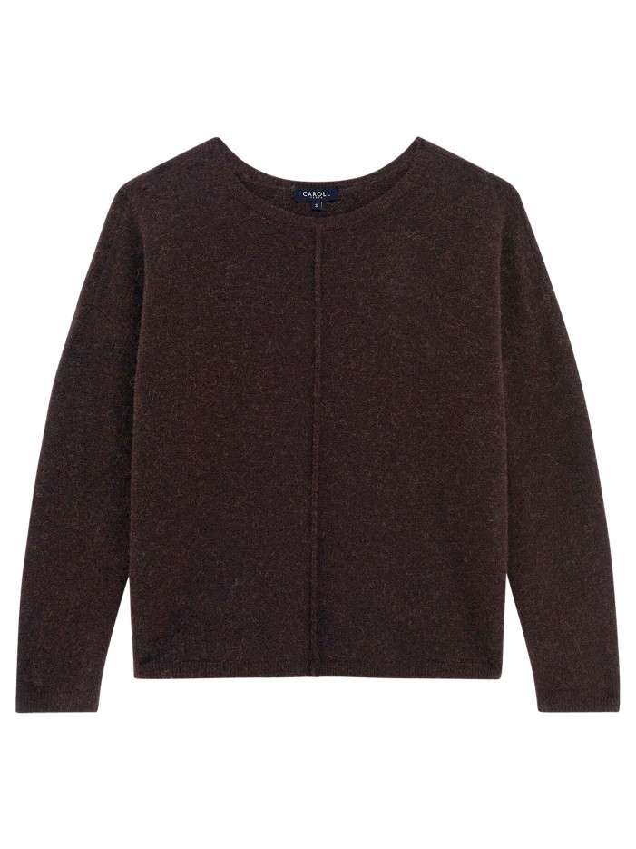 Pull marron uni effet chiné...