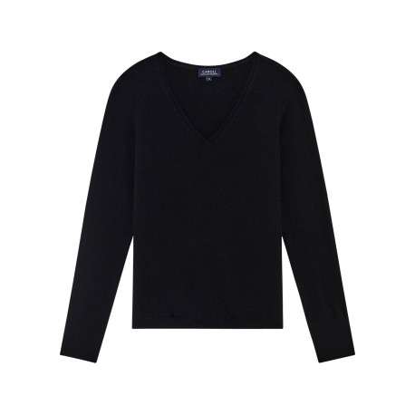 Pull noir uni avec une coupe droite et des manches longues
