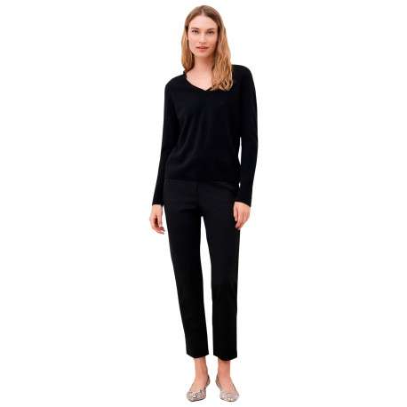 Pull noir uni avec une coupe droite et des manches longues - Image 2