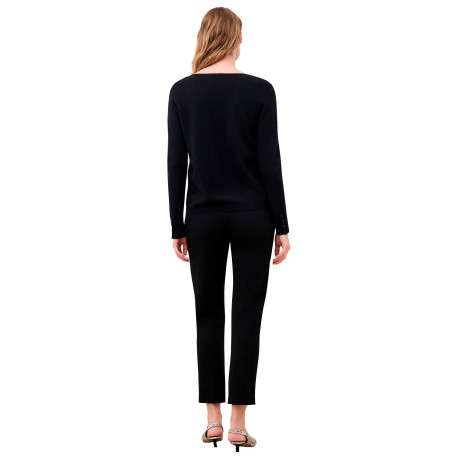 Pull noir uni avec une coupe droite et des manches longues - Image 3