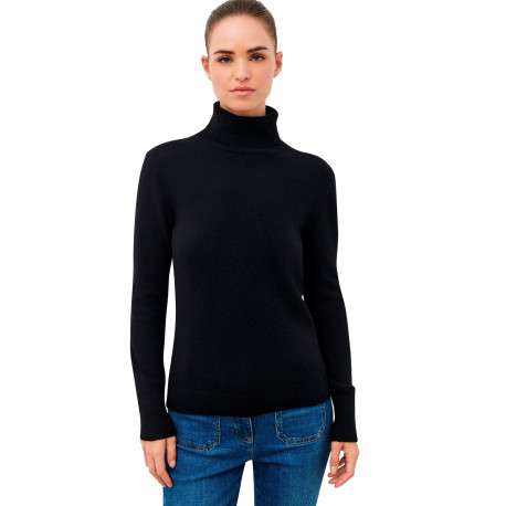 Pull noir uni avec une coupe moulante et des manches longues - Image 2