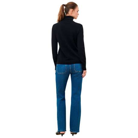 Pull noir uni avec une coupe moulante et des manches longues - Image 3