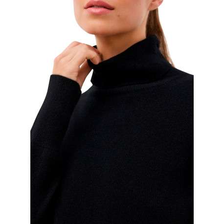 Pull noir uni avec une coupe moulante et des manches longues - Image 5