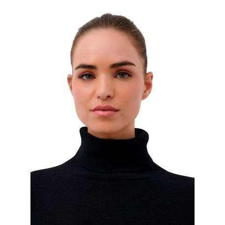 Pull noir uni avec une coupe moulante et des manches longues - Image 6