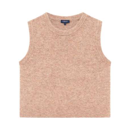 Pull sable uni épais muni d'une coupe droite et d'un col rond