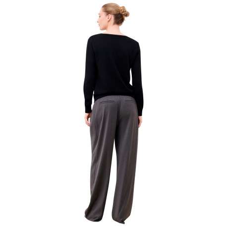 Pull noir uni avec une coupe droite et des manches longues - Image 3