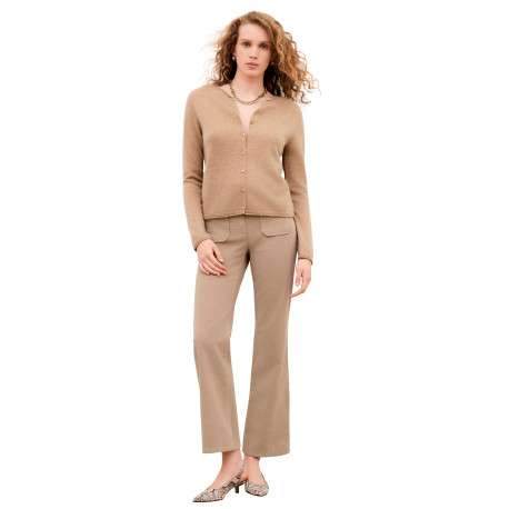Gilet sable uni avec une coupe droite et des manches longues - Image 2