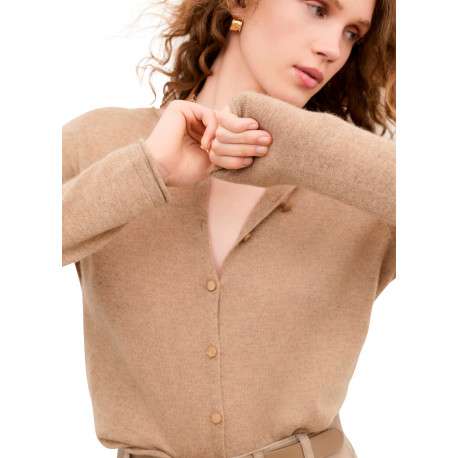 Gilet sable uni avec une coupe droite et des manches longues - Image 4