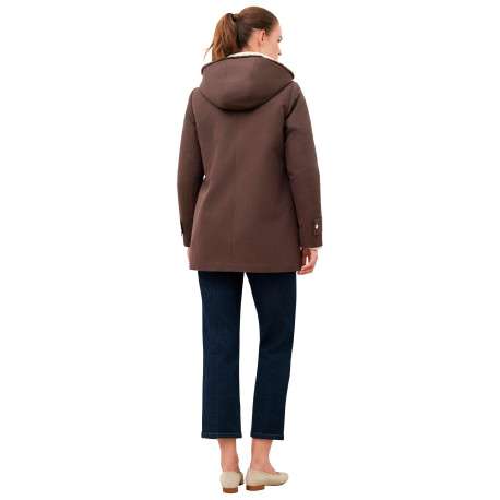 Parka en coton mélangé marron uni avec une coupe droite et une capuche - Image 3