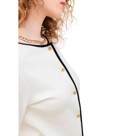 Gilet en coton écru uni avec une coupe droite et un col rond - Image 6