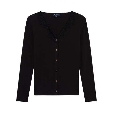 Gilet en coton noir uni avec une coupe droite et des manches longues
