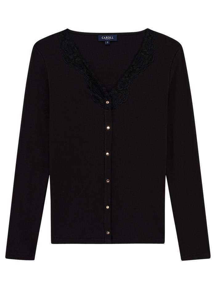 Gilet en coton noir uni...