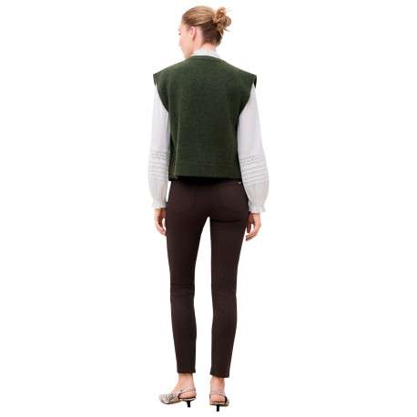 Gilet kaki uni sans manche avec une coupe droite et un col rond - Image 3