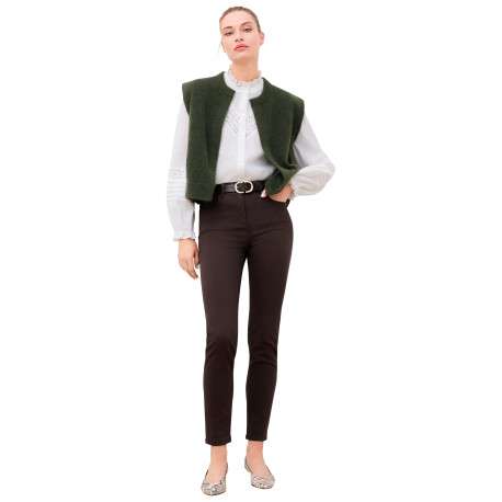 Gilet kaki uni sans manche avec une coupe droite et un col rond - Image 4