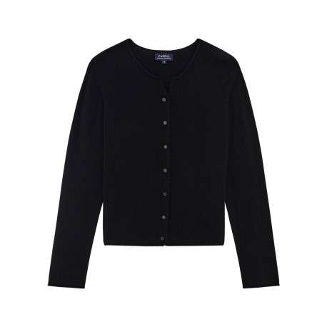 Gilet noir uni avec une coupe droite et des manches longues
