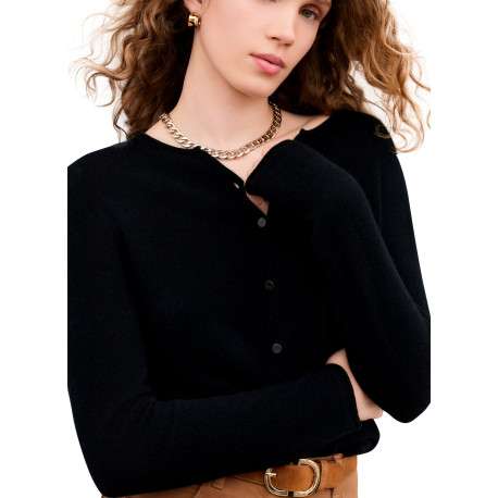 Gilet noir uni avec une coupe droite et des manches longues - Image 5