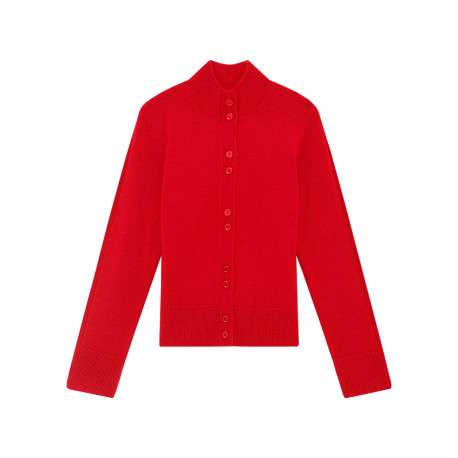 Gilet rouge uni avec une coupe droite et des manches longues